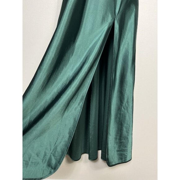 Victoria Secret Satin Dress Women Small Green Maxi Slip Dress Y2K Lace Trim - Picture 5 of 8